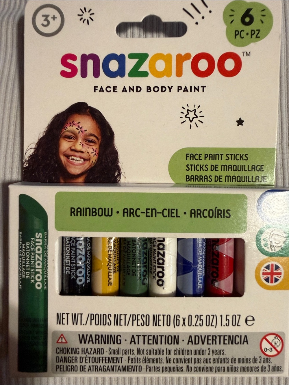 Snazaroo Rainbow Face & Body Paint Sticks - Multicolor (6 Pack)